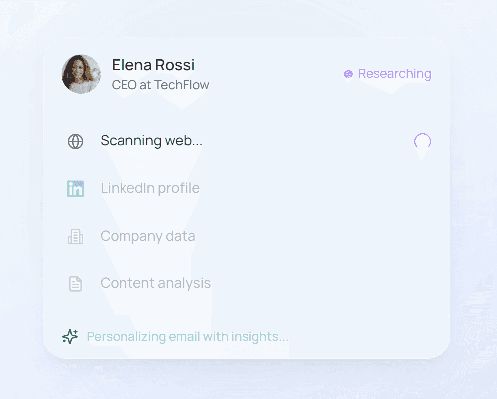 An account record showing each researched fact with the source link it came from